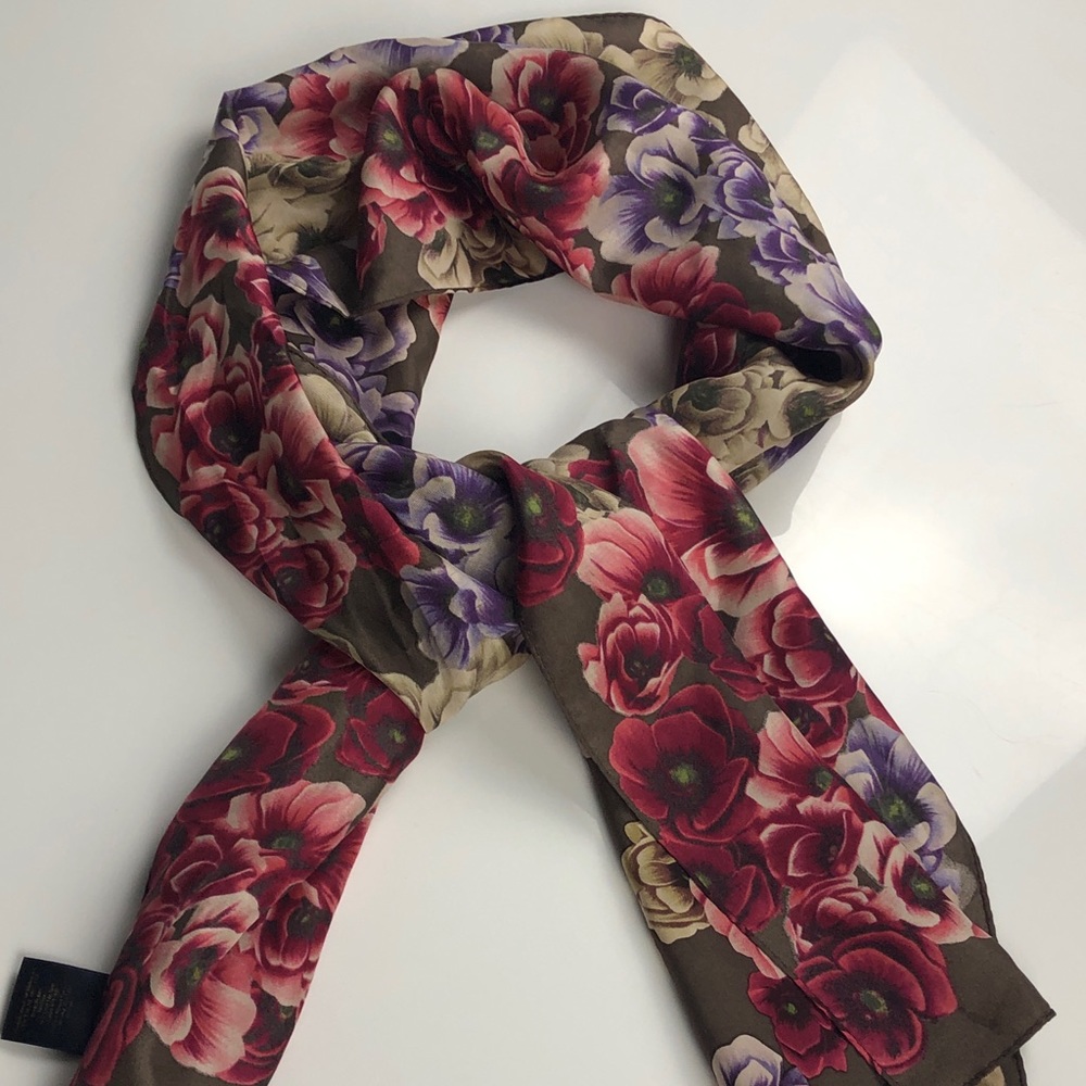 Brooks Brothers Floral 100% Silk Scarf